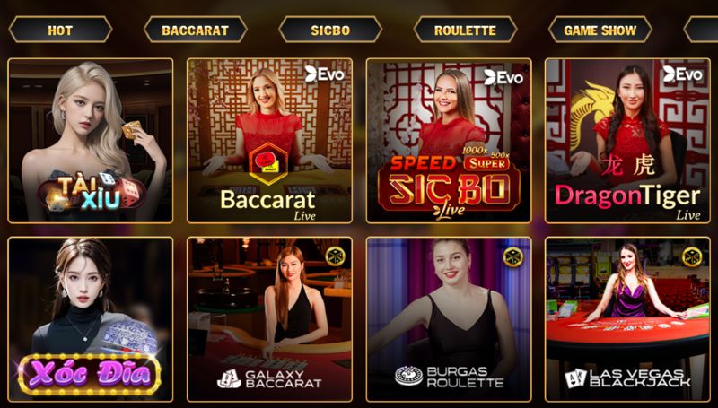 Những sản phẩm ăn khách nhất trong hạng mục Casino GO88